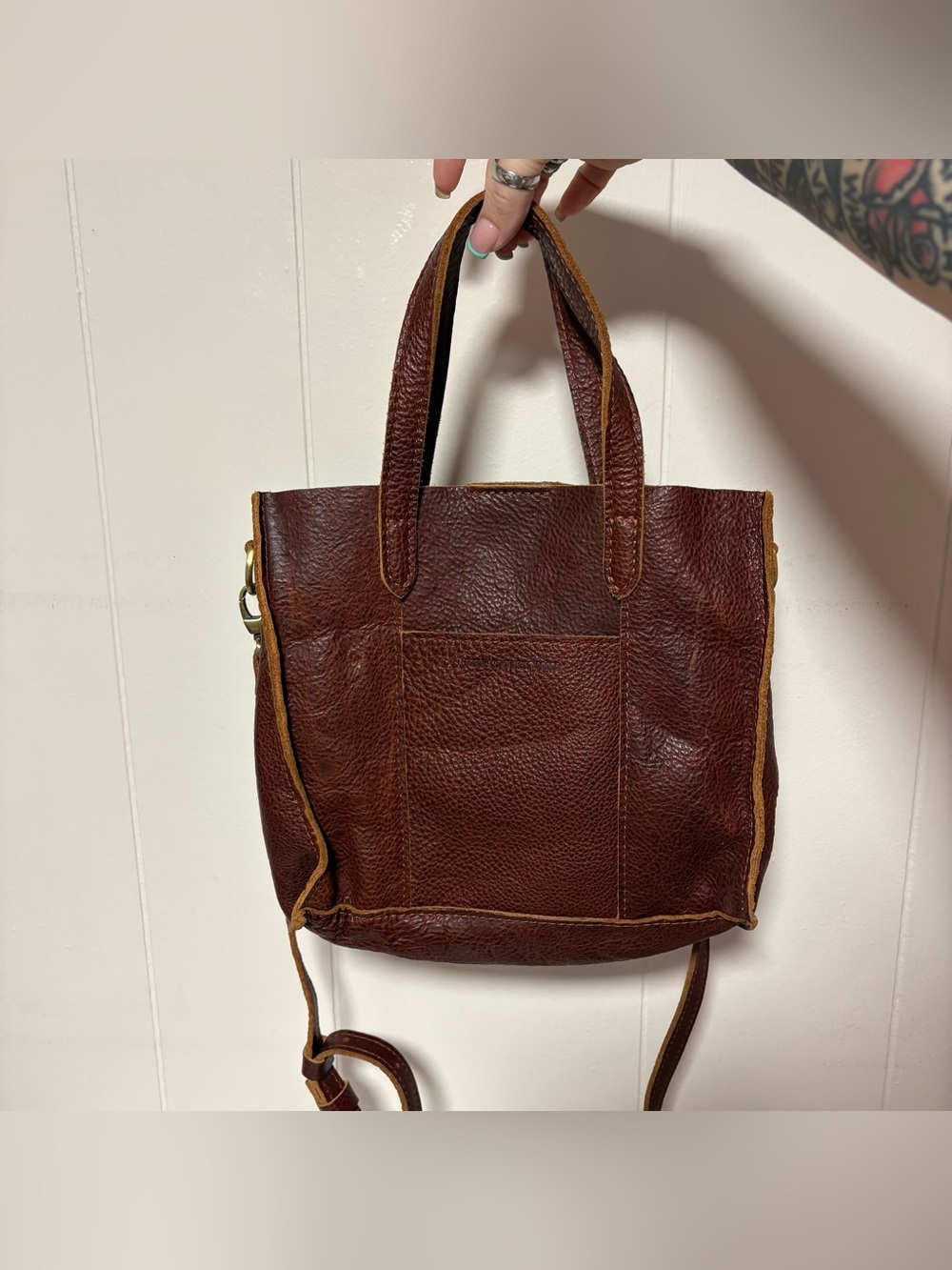 Portland Leather Goods Lola Crossbody Tote Bag Large Size Nutmeg 10.5”x9”x4”